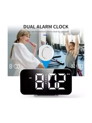 Armasse 12H/24H Dijital LED Saat, Üç Ses Seviyesi, Çift Alarm, Rgb 10 Gece Lambası, 5 Parlaklık Seviyesi