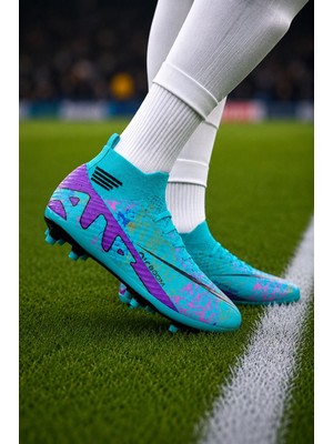 D-Mar Laliga Air Superfly Yetişkin ve Çocuk Çoraplı Halı Saha ve Çim Zemin Kramponu