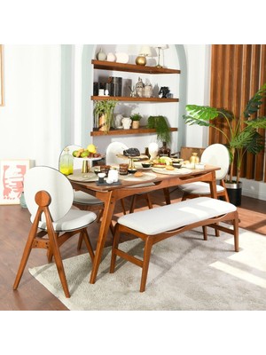 Vow Chair Touch Iskandinav Mutfak Masa Takımı 4 Sandalye 1 Bench 1 Masa