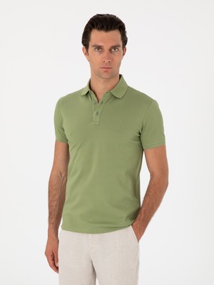 Cacharel Erkek Açık Yeşil Slim Fit Polo Yaka Pamuklu Basic T-Shirt 50300934-VR092