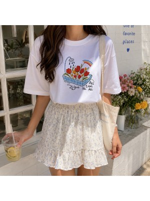 Fandr Studio Beyaz %100 Pamuk Oversize Fit All I'm All T-Shirt