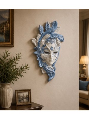 Taş Tozu Venedik Maske Duvar Süsü 30 x 15 cm