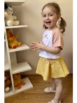 Miela Kids Kurdela Detaylı Etek - Butter Yellow