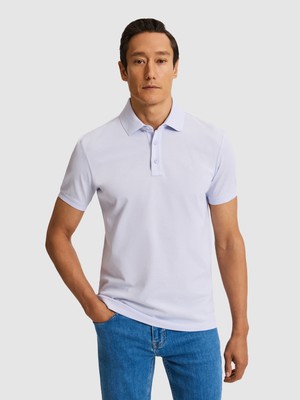 Cacharel Erkek Lavanta Slim Fit Saf Pamuk Polo Yaka Basic T-Shirt 50320657-VR245