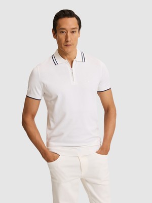 Cacharel Erkek Beyaz Slim Fit Fermuarlı Polo Yaka Triko T-Shirt 50328360-VR013