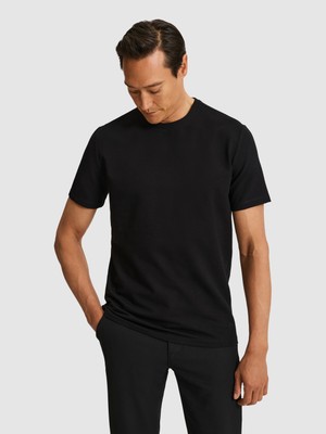 Cacharel Erkek Siyah Regular Fit Pamuk Karışımlı Bisiklet Yaka T-Shirt 50328348-VR046