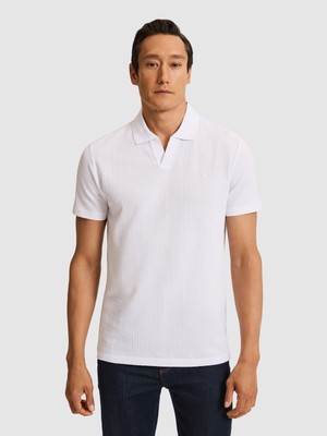 Cacharel Erkek Beyaz Slim Fit Saf Pamuk Apaş Yaka T-Shirt 50328349-VR013
