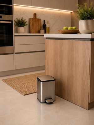 Amortisörlü Pedallı Çöp Kovası Banyo Çöp Kovası 5 Lt Krom