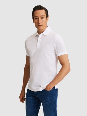 Cacharel Erkek Beyaz Slim Fit Saf Pamuk Polo Yaka Basic T-Shirt 50320657-VR013