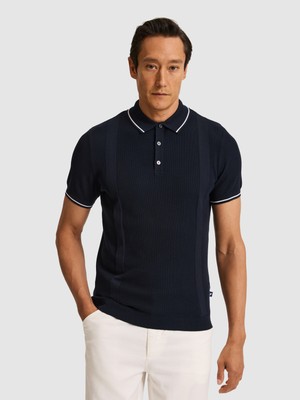 Cacharel Erkek Lacivert Slim Fit Polo Yaka Saf Pamuk Triko T-Shirt 50320618-VR033
