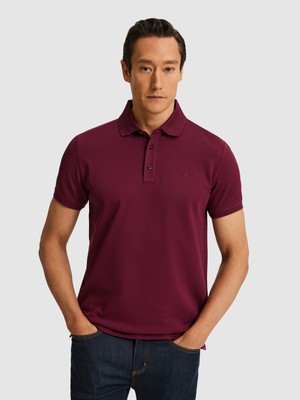 Cacharel Erkek Bordo Slim Fit Saf Pamuk Polo Yaka Basic T-Shirt 50320657-VR014