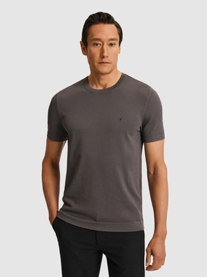 Cacharel Erkek Antrasit Slim Fit Bisiklet Yaka Triko T-Shirt 50323863-VR006