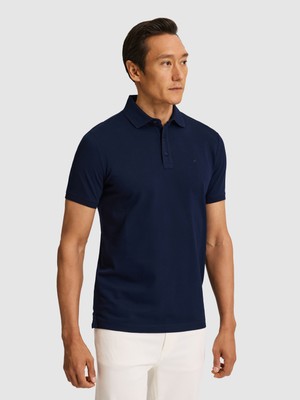 Cacharel Erkek Lacivert Slim Fit Saf Pamuk Polo Yaka Basic T-Shirt 50320657-VR033