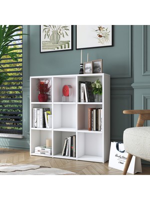 Rani HC121 Kitaplık 6 Raflı Çalışma Odası Kütüphane Modern Duvar Rafı Beyaz