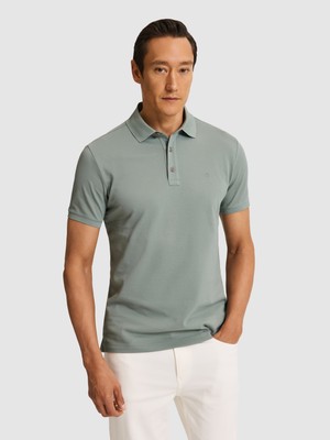 Cacharel Erkek Çağla Slim Fit Saf Pamuk Polo Yaka Basic T-Shirt 50320657-VR016