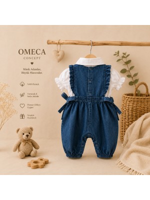 Omeca Concept Kız Bebek Denim Tulum ve Gömlek Takımı