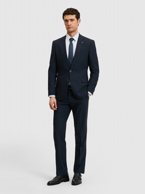 Cacharel Erkek Lacivert Slim Fit Yün Karışımlı Mikro Desen Takım Elbise 50327869-VR033