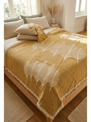 Livoras Home Müslin Pamuklu 220 x 240CM Çift Kişilik Pike Camel