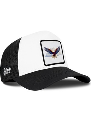 BlackBörk Kartal Logolu Siyah-Beyaz Trucker Şapka
