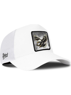 BlackBörk Kartal Logolu Beyaz Trucker Şapka