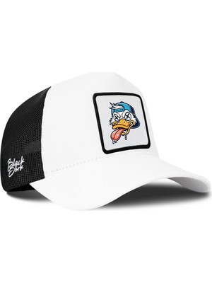 BlackBörk Ördek Logolu Beyaz-Siyah Trucker Şapka