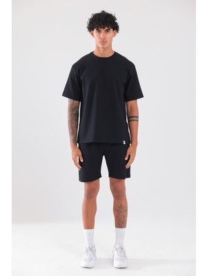 Rowinger Waffle Dokulu Oversize T-Shirt ve Şort Erkek Takım