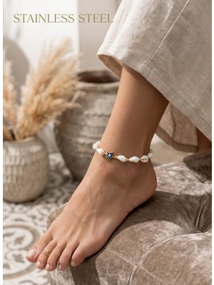 Stainless Steel Deniz Kabuğu Model Yıldız Nazarlı Halhal