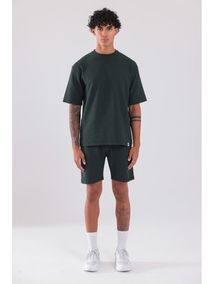 Rowinger Waffle Dokulu Oversize T-Shirt ve Şort Erkek Takım