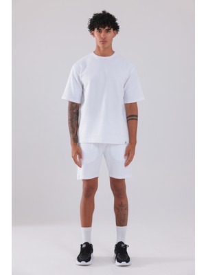Rowinger Waffle Dokulu Oversize T-Shirt ve Şort Erkek Takım