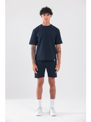 Rowinger Waffle Dokulu Oversize T-Shirt ve Şort Erkek Takım