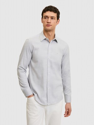 Cacharel Gri Slim Fit Pamuk Karışımlı Gömlek 50326162 VR024