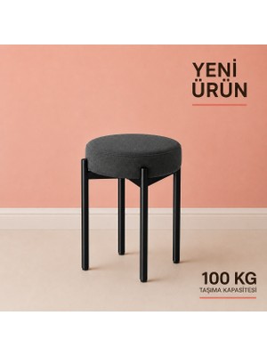Edmonda Ev Aksesuar Cemre Tekli Puf Tabure Bench Makyaj Sandalyesi Siyah Ayak