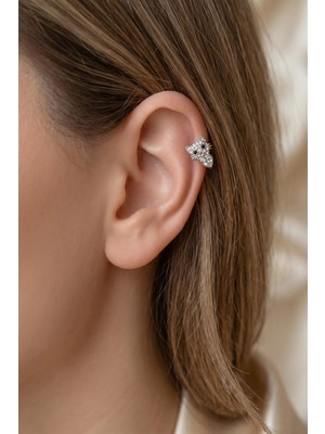 Sacce Scarves & Accessories Kedi Figürlü Gümüş Renk Halka Piercing Tragus Helix Kıkırdak Lob Küpesi Tek Adet