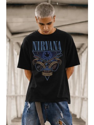Fuddy Moda Unisex Oversize Nirvana Baskılı Tişört, Rock Metal Temalı T-Shirt