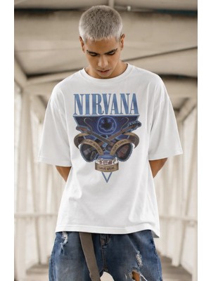 Fuddy Moda Unisex Oversize Nirvana Baskılı Tişört, Rock Metal Temalı T-Shirt