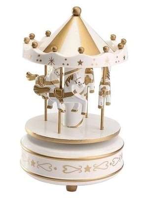 Atlı Karınca Müzik Kutusu Gold-Beyaz Renk MZ-417