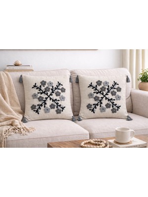 Livera Home Modern Punch Işlemeli Kırlent Kılıfı Dekoratif (43X43CM)