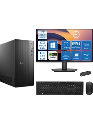 Dell Tower Essential QVT1260 Intel® Core™ İ7-14700 96GB Ddr5 4tb SSD 8GB/RTX5050 WIN11PRO +23.8 Fhd Monitör Tower Masaüstü Bilgisayar 23BTO01400724P35+ZETTAUSBBELLEK