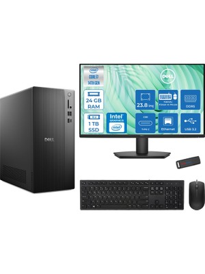 Dell Tower Essential QVT1260 Intel® Core™ İ7-14700 24GB Ddr5 1tb SSD Intel® UHD Graphics 770 Freedos +23.8 Fhd Monitör Tower Masaüstü Bilgisayar 23BTO014007F08+ZETTAUSBBELLEK