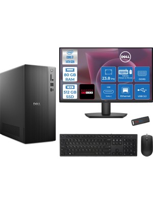 Dell Tower Essential QVT1260 Intel® Core™ İ7-14700 80GB Ddr5 512GB SSD 4GB/RX550 Freedos +23.8 Fhd Monitör Tower Masaüstü Bilgisayar 23BTO01400727F27+ZETTAUSBBELLEK
