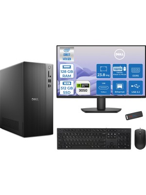 Dell Tower Essential QVT1260 Intel® Core™ İ7-14700 128GB Ddr5 512GB SSD 6GB/RTX3050 Freedos +23.8 Fhd Monitör Tower Masaüstü Bilgisayar 23BTO01400723F37+ZETTAUSBBELLEK