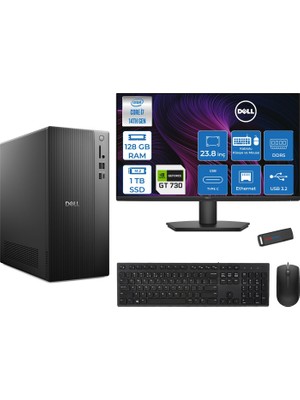 Dell Tower Essential QVT1260 Intel® Core™ İ7-14700 128GB Ddr5 1tb SSD 4GB/GT730 Freedos +23.8 Fhd Monitör Tower Masaüstü Bilgisayar 23BTO01400725F38+ZETTAUSBBELLEK