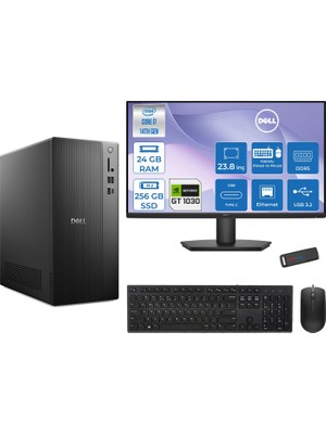 Dell Tower Essential QVT1260 Intel® Core™ İ7-14700 24GB Ddr5 256GB SSD 4GB/GT1030  Freedos +23.8 Fhd Monitör Tower Masaüstü Bilgisayar 23BTO01400721F06+ZETTAUSBBELLEK