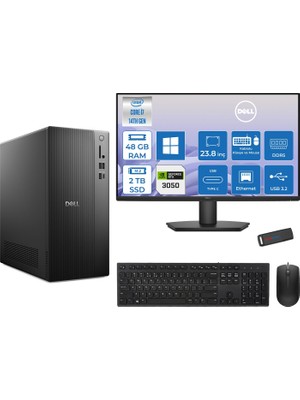 Dell Tower Essential QVT1260 Intel® Core™ İ7-14700 48GB Ddr5 2tb SSD 6GB/RTX3050 WIN11PRO +23.8 Fhd Monitör Tower Masaüstü Bilgisayar 23BTO01400723P19+ZETTAUSBBELLEK