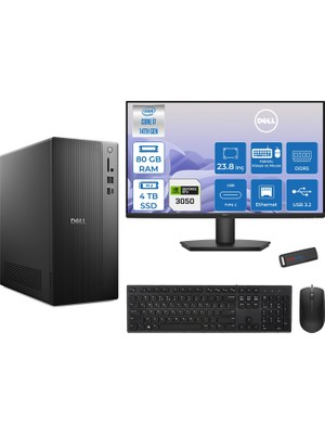 Dell Tower Essential QVT1260 Intel® Core™ İ7-14700 80GB Ddr5 4tb SSD 6GB/RTX3050 Freedos +23.8 Fhd Monitör Tower Masaüstü Bilgisayar 23BTO01400723F30+ZETTAUSBBELLEK