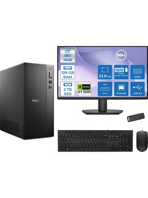 Dell Tower Essential QVT1260 Intel® Core™ İ7-14700 128GB Ddr5 2tb SSD 4GB/GT1030  Freedos +23.8 Fhd Monitör Tower Masaüstü Bilgisayar 23BTO01400721F39+ZETTAUSBBELLEK