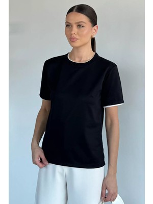 Gülseli Kadın Çift Yaka Basic Tişört P-00021701