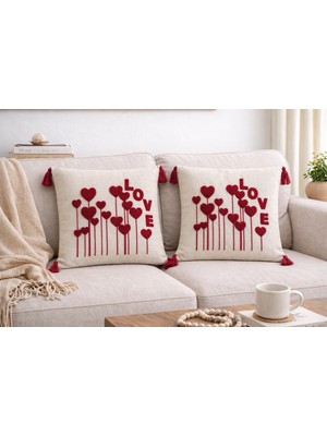 Livera Home Modern Punch Işlemeli 2'li Kırlent Kılıfı Dekoratif (43X43CM)