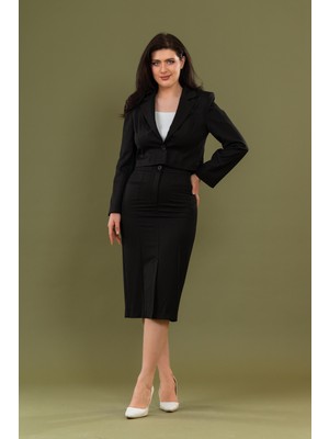 SASILVA Blazer Ceket Detaylı Kalem Etek Kadın Takım  8008