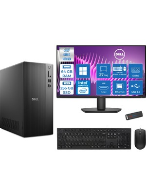 Dell Tower Essential QVT1260 Intel® Core™ İ7-14700 64GB Ddr5 256GB SSD Intel® UHD Graphics 770 WIN11HOME +27" Fhd Monitör Tower Masaüstü Bilgisayar 27BTO014007H21+ZETTAUSBBELLEK